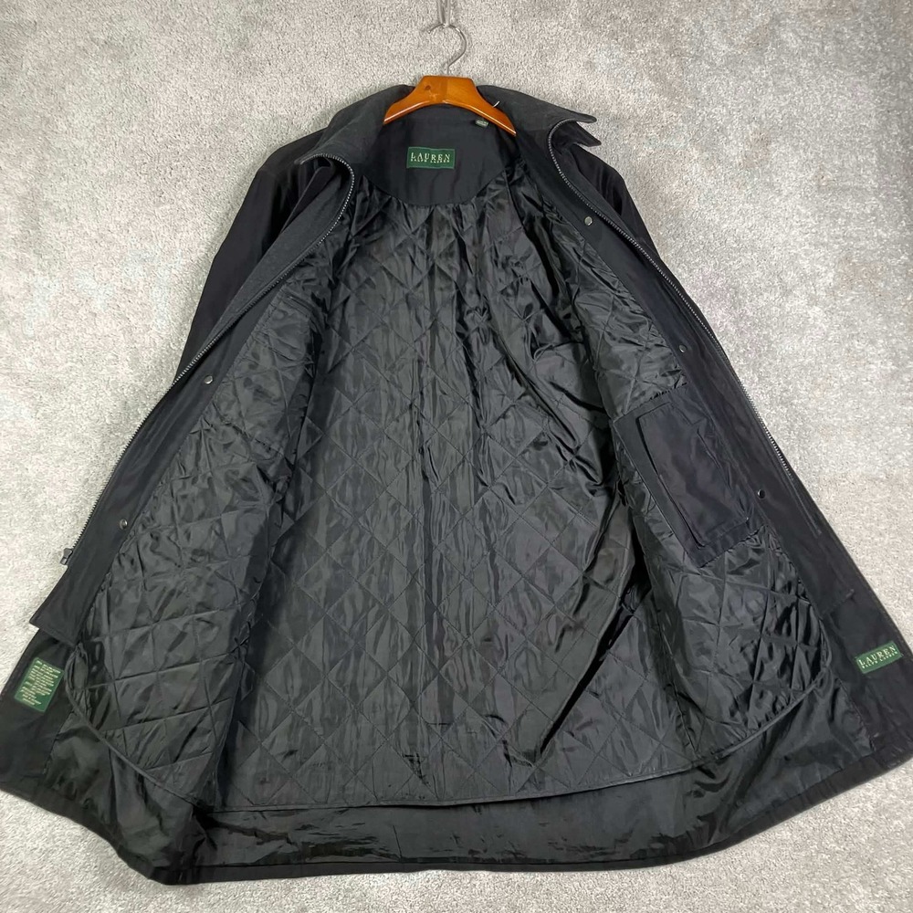 Lauren Ralph Lauren Trench Coat Mens 40L Black Removable Liner Quilted Insulated - Picture 7 of 15